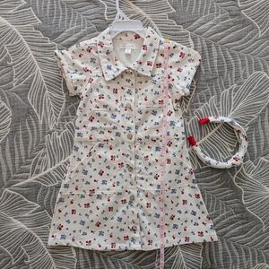 Nannette Cream Floral Kids Dress with Headband